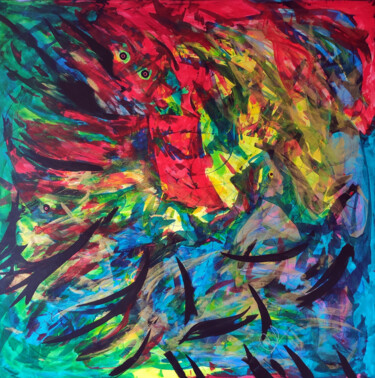 Pintura titulada "Bosque en llamas" por Fede Sánchez, Obra de arte original, Acrílico Montado en Bastidor de camilla de made…