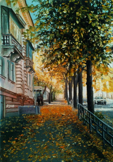 Painting titled "Магнитогорск.Площад…" by Anatoly Fedorov, Original Artwork, Oil Mounted on Other rigid panel