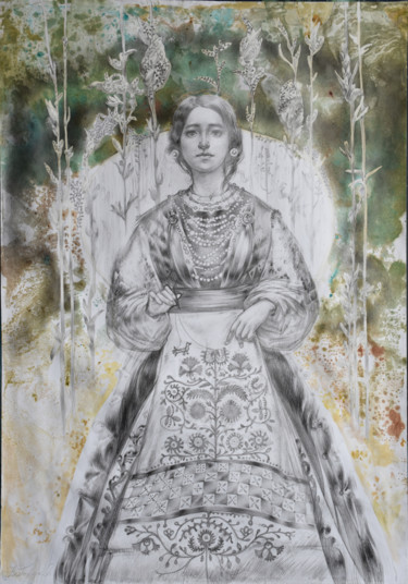 Pittura intitolato "В ожидании" da Aleksandra Fedoruk, Opera d'arte originale, Acquarello
