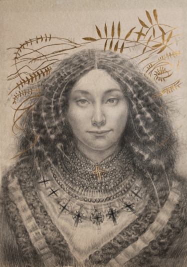 Drawing titled "Божена" by Aleksandra Fedoruk, Original Artwork, Graphite