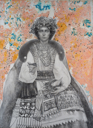 Dibujo titulada "Калина Купала" por Aleksandra Fedoruk, Obra de arte original, Lápiz Montado en Bastidor de camilla de madera