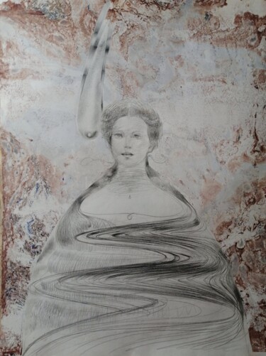 Pittura intitolato "Beyond the Flow" da Aleksandra Fedoruk, Opera d'arte originale, Grafite