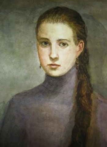 Painting titled "Портрет девушки" by Fedor, Original Artwork, Oil