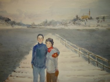 Painting titled "Семейная пара." by Fedor, Original Artwork, Oil