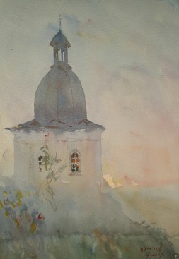 Картина под названием "Храм." - Fedor, Подлинное произведение искусства, Масло