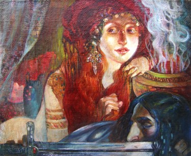 Картина под названием "Judith" - Fedor Zubkov, Подлинное произведение искусства, Масло Установлен на Деревянная рама для нос…