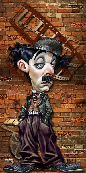Digitale Kunst mit dem Titel "74 Charlie Chaplin" von Christine, Original-Kunstwerk, Digitale Malerei
