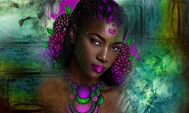 Digital Arts titled "portrait femme afri…" by Christine, Original Artwork