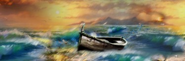 Arts numériques intitulée "N62. L'ocean" par Christine, Œuvre d'art originale, Peinture numérique