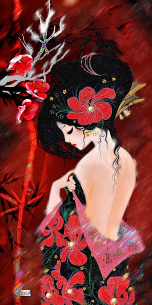 Digital Arts titled "N117. femme asiatiq…" by Christine, Original Artwork, Digital Painting