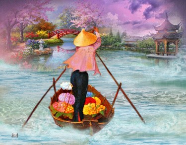 Digital Arts titled "N127. Asiatique" by Christine, Original Artwork, Digital Painting