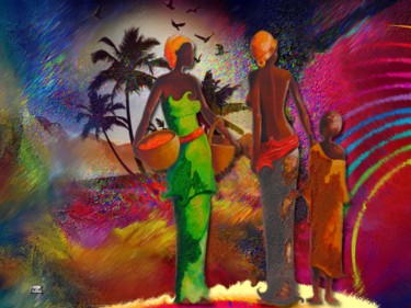 Arts numériques intitulée "N135 Africaines" par Christine, Œuvre d'art originale, Peinture numérique