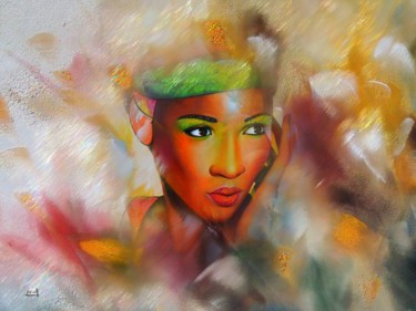 Arts numériques intitulée "N134. Femme Africai…" par Christine, Œuvre d'art originale, Peinture numérique