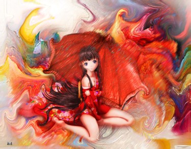 Arts numériques intitulée "N184  Manga" par Christine, Œuvre d'art originale, Peinture numérique