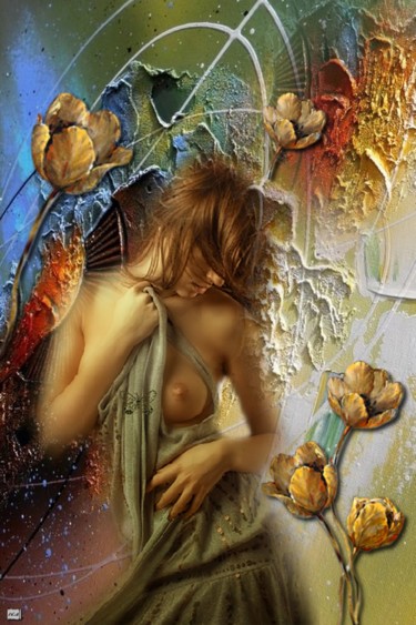 Arts numériques intitulée "N299 Femme sensuelle" par Christine, Œuvre d'art originale, Peinture numérique