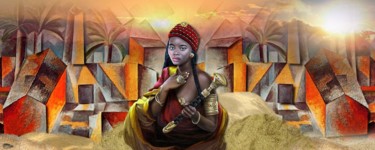 Arts numériques intitulée "N212. femme africai…" par Christine, Œuvre d'art originale, Peinture numérique