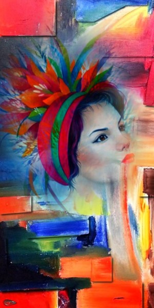 Arts numériques intitulée "343 Portrait de fem…" par Christine, Œuvre d'art originale, Peinture numérique