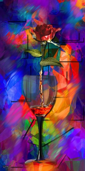 Digital Arts titled "362  Rose rouge" by Christine, Original Artwork, Digital Painting