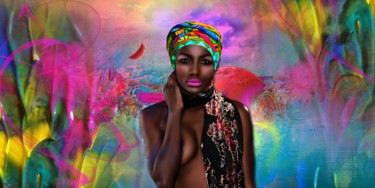 Arts numériques intitulée "409 belle Africaine" par Christine, Œuvre d'art originale, Peinture numérique