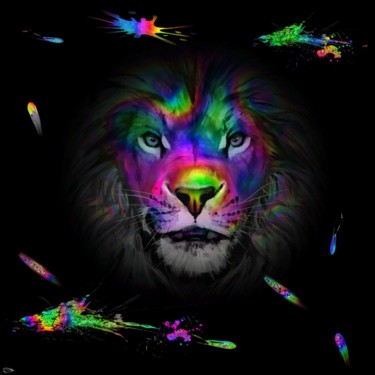 Arts numériques intitulée "468 Le lion" par Christine, Œuvre d'art originale, Peinture numérique