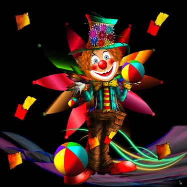 Digitale Kunst mit dem Titel "505 Le clown" von Christine, Original-Kunstwerk, Digitale Malerei
