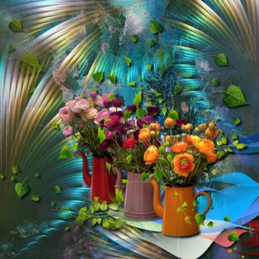 Arts numériques intitulée "520 Les fleurs" par Christine, Œuvre d'art originale, Peinture numérique