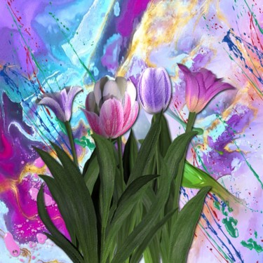 Digital Arts titled "529  Fleurs" by Christine, Original Artwork, Digital Painting