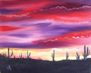 Peinture intitulée "le ciel en feu" par Feenix, Œuvre d'art originale