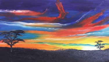 Peinture intitulée "lever de soleil afr…" par Feenix, Œuvre d'art originale