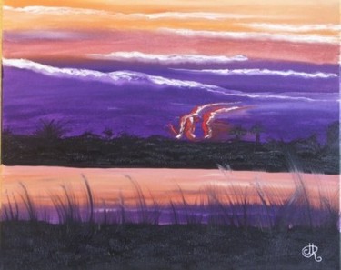 Peinture intitulée "orage derrière le l…" par Feenix, Œuvre d'art originale