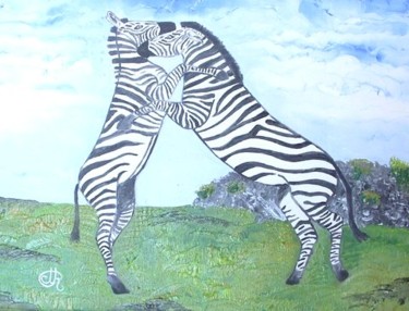 Peinture intitulée "les zèbres" par Feenix, Œuvre d'art originale