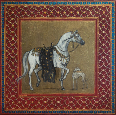 Malarstwo zatytułowany „"Arabian horse and…” autorstwa Fefa Koroleva, Oryginalna praca, Akryl