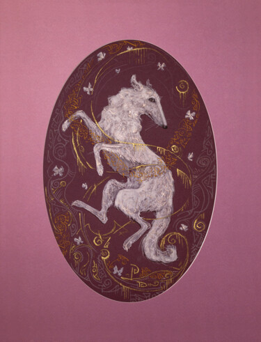 Drawing titled ""The Spirit of Spri…" by Fefa Koroleva, Original Artwork, Ink Mounted on Cardboard