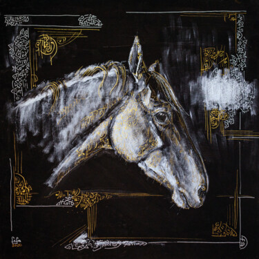 Zeichnungen mit dem Titel ""A horse look"" von Fefa Koroleva, Original-Kunstwerk, Acryl
