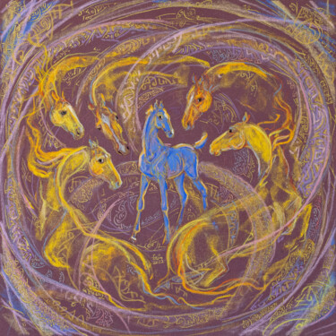 Pittura intitolato ""Ancestral spirits"" da Fefa Koroleva, Opera d'arte originale, Pastello