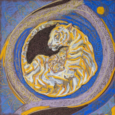 Schilderij getiteld "" A Tigress"" door Fefa Koroleva, Origineel Kunstwerk, Pastel