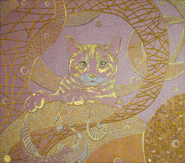 Painting titled "Sunny Cat" by Fefa Koroleva, Original Artwork, Acrylic