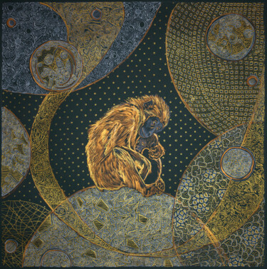 Ζωγραφική με τίτλο "Monkeys" από Fefa Koroleva, Αυθεντικά έργα τέχνης, Ακρυλικό