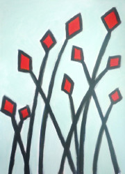 Peinture intitulée "RED FLOWERS" par Fg, Œuvre d'art originale