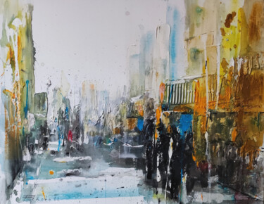 Картина под названием "Long street" - Jan Fekete, Подлинное произведение искусства, Акрил