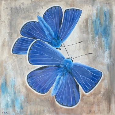 Painting titled "Papillons" by Felice Mauro Battiston, Original Artwork, Acrylic Mounted on Wood Stretcher frame