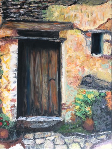 Peinture intitulée "porte de grange" par Felicia Butel, Œuvre d'art originale, Huile Monté sur Châssis en bois