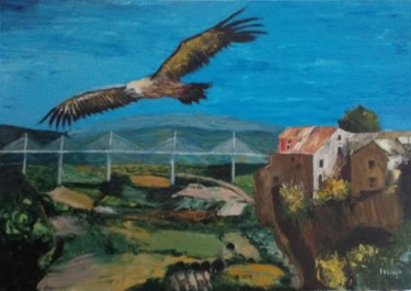 Malerei mit dem Titel "Pont de Millau" von Felicia Butel, Original-Kunstwerk, Öl