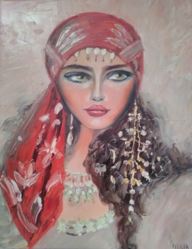 Painting titled "Gitane" by Felicia Butel, Original Artwork, Oil