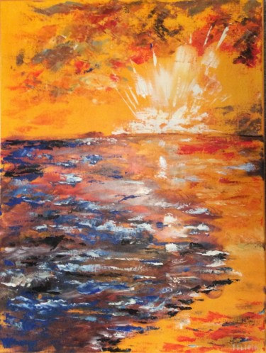 Peinture intitulée "Eruption volcanique" par Felicia Butel, Œuvre d'art originale, Acrylique