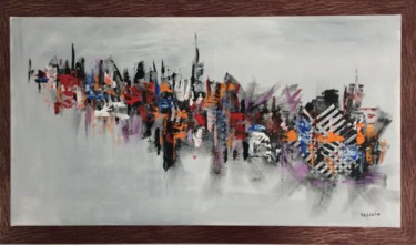 Peinture intitulée "American city" par Felicia Butel, Œuvre d'art originale, Acrylique Monté sur Châssis en bois