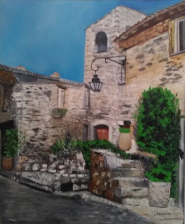 Painting titled "Maison de village" by Felicia Butel, Original Artwork, Oil
