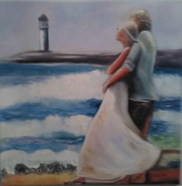 Картина под названием "Regard dur le phare." - Felicia Butel, Подлинное произведение искусства, Масло