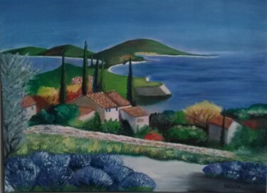 Peinture intitulée "Paysage Provençal" par Felicia Butel, Œuvre d'art originale, Huile