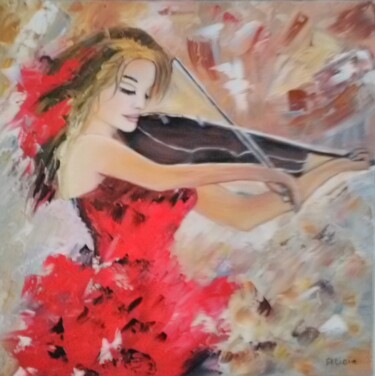 Peinture intitulée "La violoniste" par Felicia Butel, Œuvre d'art originale, Huile